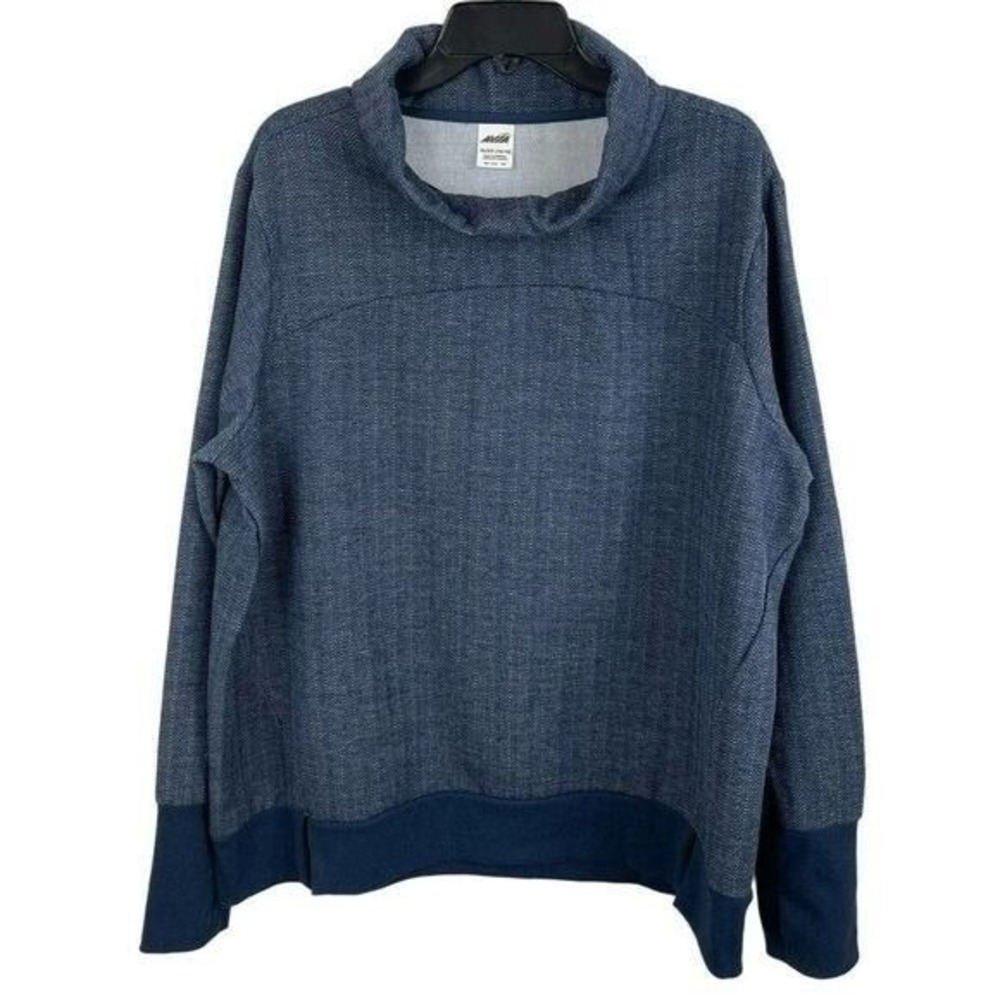 Avia Pullover Cowl Neck Women XL Blue Herringbone Activewear Sweatshirt